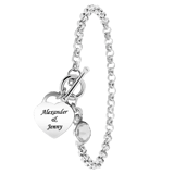 Zilveren armband hart gravure geboortesteen