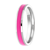 Gerecycled stainless steel kinderring met emaille fuchsia