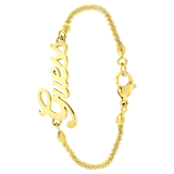 Guess stainless steel goldplated fantasiearmband met letterhanger voor dames