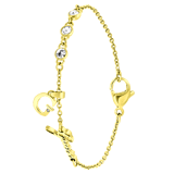 Guess stainless steel goldplated fantasiearmband met letterhanger met kristal voor dames