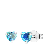 Kinderohrringe, 925 Silber, mit Kristall in Aqua, Herz