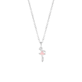 Zilveren kinderketting hanger ballerina emaille
