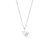 Zilveren kinderketting hanger vogel emaille