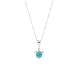 Zilveren kinderketting hanger schildpad kristal