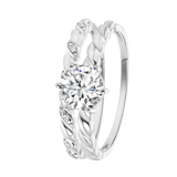 Doppelring, 925 Silber, verdreht, mit Zirkonia
