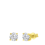 Zilveren goldplated oorknoppen met zirkonia voor dames