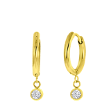 Stainless steel goldplated oorringen met hanger met zirkonia voor dames