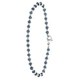 Gerecycled stainless steel armband met donkerblauwe kralen