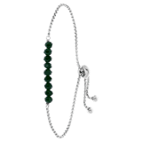 Armband, Edelstahl, mit dunkelgrünen Perlen