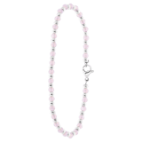 Gerecycled stainless steel armband met roze kralen
