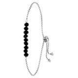 Gerecycled stainless steel armband met zwarte kralen
