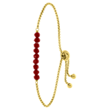 Armband, Edelstahl, vergoldet, mit roten Perlen