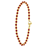 Armband, Edelstahl, vergoldet, mit roten Perlen