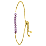 Armband, Edelstahl, vergoldet, mit lilafarbenen Perlen