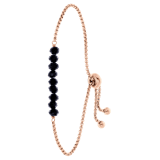Armband, Edelstahl, rotvergoldet, mit schwarzen Perlen