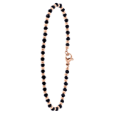 Armband, Edelstahl, rotvergoldet, mit schwarzen Perlen