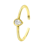 Ring, 925 Silber, vergoldet, verstellbar, Tropfen, Zirkonia