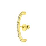 Zilveren goldplated suspender oorbel met zirkonia voor dames