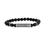 Gerecycled stainless steel herenarmband met natuursteen black agate