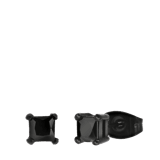 Ohrringe, Edelstahl, schwarz, viereckig, mit Zirkonia, 4 mm