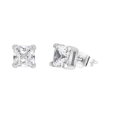 Gerecycled stainless steel oorknoppen vierkant met zirkonia 6mm voor heren