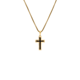 Gerecycled stainless steel goldplated herenketting met hanger kruis