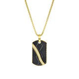 Stainless steel goldplated herenketting met hanger met zirkonia