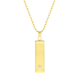 Stainless steel goldplated herenketting met hanger graveerplaat met zirkonia