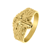 Herrenring, Edelstahl, vergoldet, mit Löwenkopf