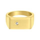Stainless steel goldplated herenzegelring met zirkonia
