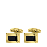 Stalen goldplated herenmanchetknopen met zwart detail