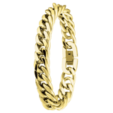Herrenarmband, Edelstahl, vergoldet, mit Gourmet-Kettengliedern