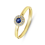 Ring aus 375 Gelbgold mit weißem und blauem Zirkonia