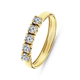 9 karaat ring met 5 zirkonia stenen