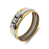 Zweifarbiger Ring, 375 Gold, mit Zirkonia