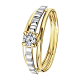 Zweifarbiger Ring, 375 Gold, mit Zirkonia