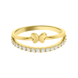 Zilveren goldplated kinderring vlinder met zirkonia