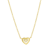 Zilveren goldplated kinderketting met hanger hart met zirkonia