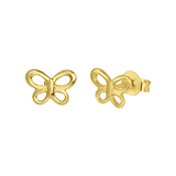 Zilveren goldplated kinderoorknoppen vlinder