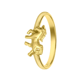 Zilveren goldplated kinderring paard