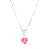 Kinderhalskette, 925 Silber, mit Herz, rosa, Kristall