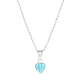 Kinderhalskette, 925 Silber, mit Herz, Aqua, Kristall