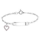 Kinderarmband, 925 Silber, Herz, hellrosa, Zirkonia