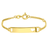 Zilveren goldplated kinderarmband plaat met hart