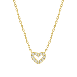 Zilveren goldplated kinderketting met hanger hart met zirkonia