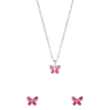Kinder-Schmuckset, 925 Silber, Schmetterling mit Kristall