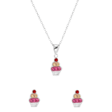 Kinder-Schmuckset, 925 Silber, Cupcake mit Kristall