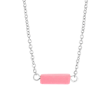Halskette, Edelstahl, Opal in Pink