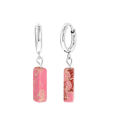 Ohrringe, Edelstahl, Opal in Pink