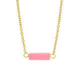 Halskette, Edelstahl, vergoldet (585 Gold), Opal in Pink